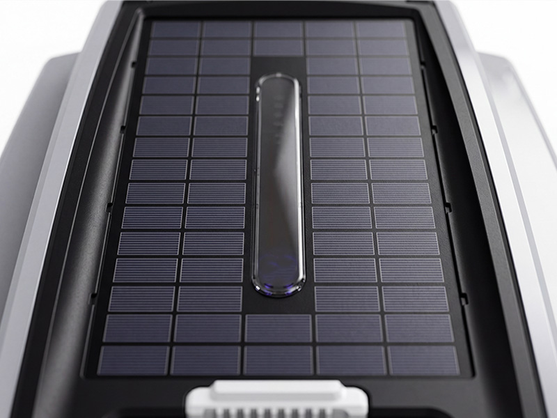 Calm pool surface kept clean by a solar skimmer